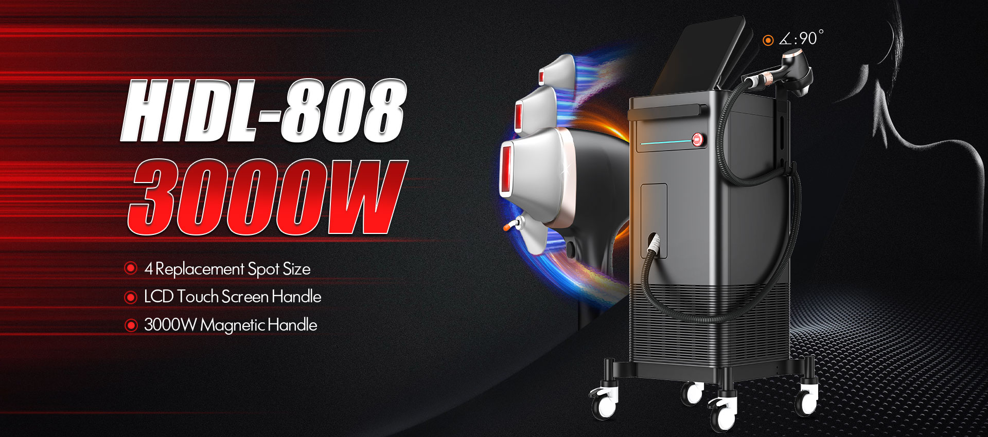 3000W hög effekt 808nm diod laser hårborttagningsmaskin 